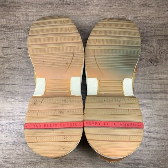 Perry Ellis Classic Chaser Style Lace up Shoes~Tan - Picture 7 of 8